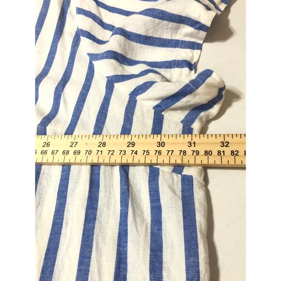 Ava & Viv Women's Linen Blend Button Up Shirt Top Blouse White Stripe Size 4X - Picture 14 of 15